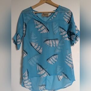 Light Blue Sailboat Blouse